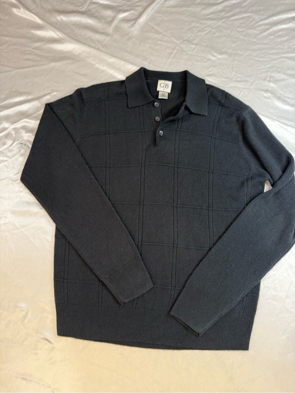 Geoffrey Beene Black Knit Polo Sweater